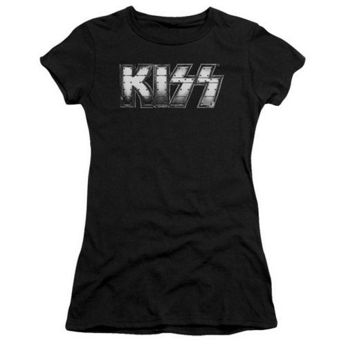 Trevco Kiss-Heavy Metal Short Sleeve Junior Sheer Tee, Black - 2X