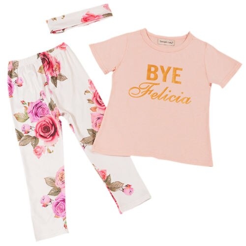 3Pcs Set Newborn Toddler Baby Girl Floral Clothes