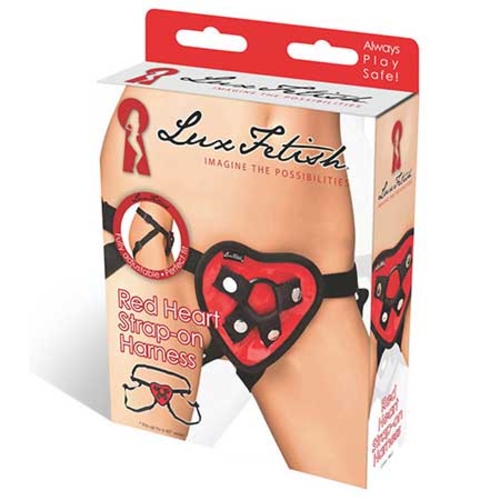 Lux Fetish Red Heart Strap-On Harness