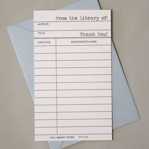 Library Borrower's Card Thank You Note Set (set of 12) / Back to