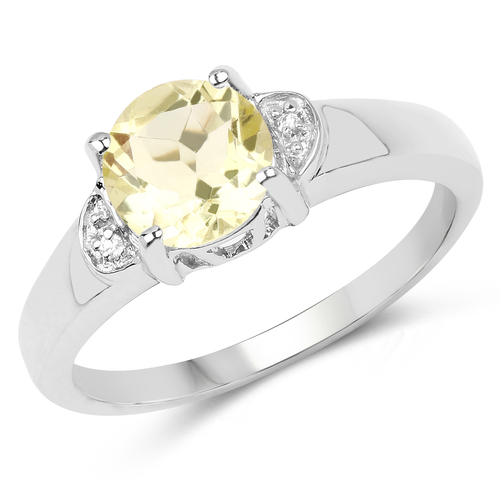 1.23 Carat Genuine Lemon Quartz and White Topaz .925 Sterling Silver