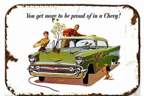 1957 Chevy  Advertising Metal  8 x 12 inch Tin Sign