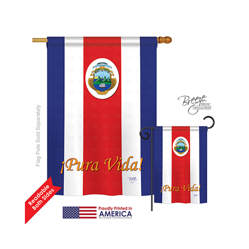 Breeze Decor 08158 Costa Rica 2-Sided Vertical Impression House Flag -
