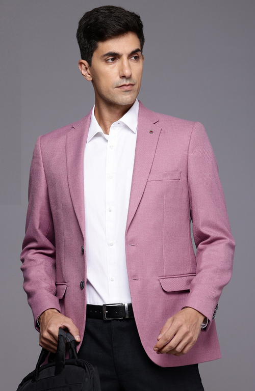 Men's Solid Slim Fit Single-Breasted Formal Blazer (Color Violet)