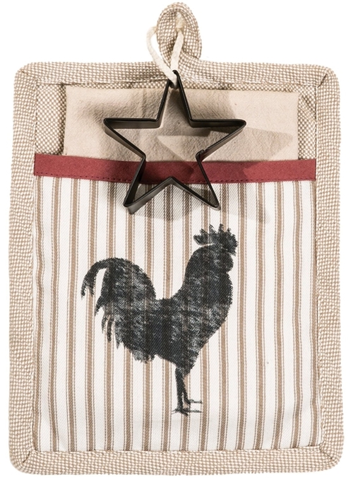 Heritage Lace FH-011 8 x 10 in. Farmhouse Rooster Kitchen Set, Tan