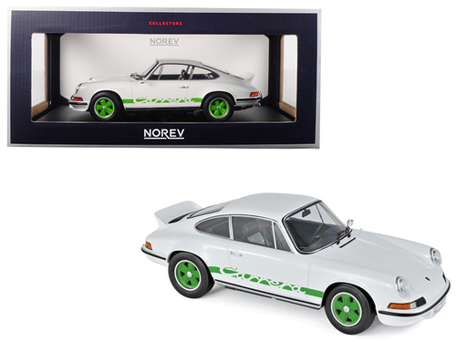 1973 Porsche 911 RS Touring White with Green Stripes and Wheels 1/18