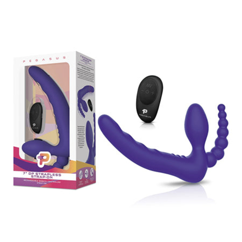Pegasus 7 in. DP Strapless Strap-On Rechargeable Remote-Controlled