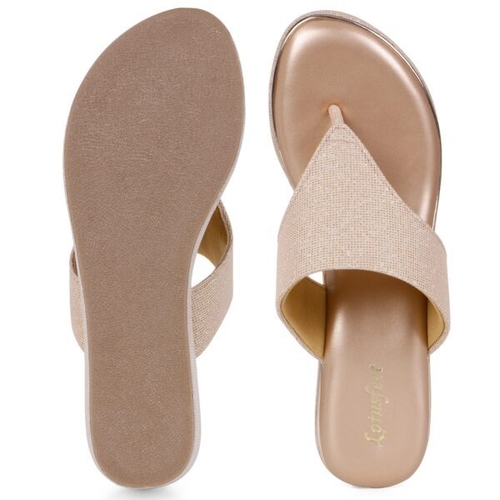 TPR Sole Stitched Style Solid Thong Rose Gold