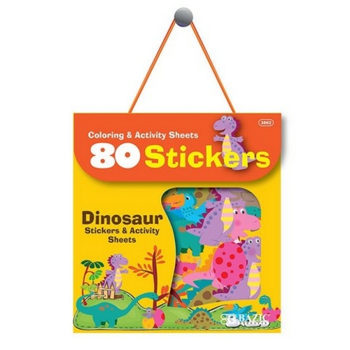 Bazic 3862   Dinosaur Series Assorted Sticker (80/Bag) Pack of 24