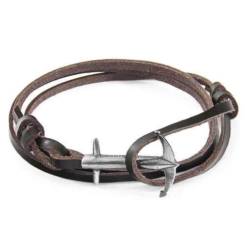 Dark Brown Admiral Silver & Leather Bracelet