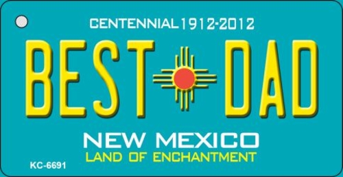 Smart Blonde KC-6691 Best Dad Teal New Mexico Novelty Metal Key Chain 