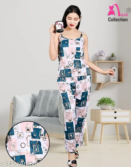 Attractive Women night suit top comes with adjuster  