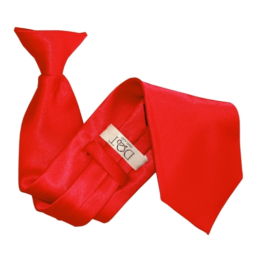 Plain Satin Clip-On Tie - Red