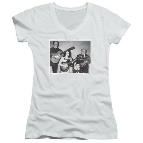 Trevco Munsters-Play It Again Junior V-Neck Tee, White - Small