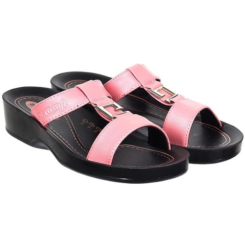 Women's Buckle Design FLIP-Flops (Size-UK-4) (Color-PINK)