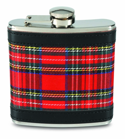 Wrap-Art 26478 6 oz Stainless Steel Flask with Fabric & Faux Leath
