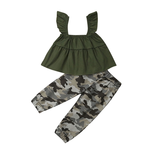 1 6T Little Girls Camo Clothes Set Toddler Baby