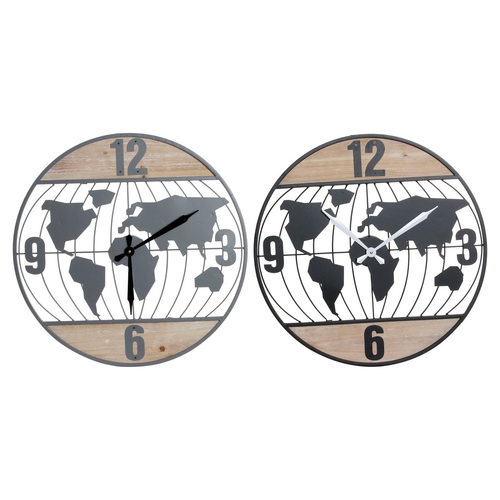Wall Clock DKD Home Decor Black Grey Iron 60 x 4,5 x 60 cm MDF Wood