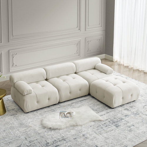 Modular Sectional Sofa, Button Tufted Designed and DIY Combination,L