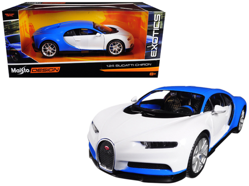 Bugatti Chiron Blue / White \Exotics\ 1/24 Diecast Model Car by Maisto