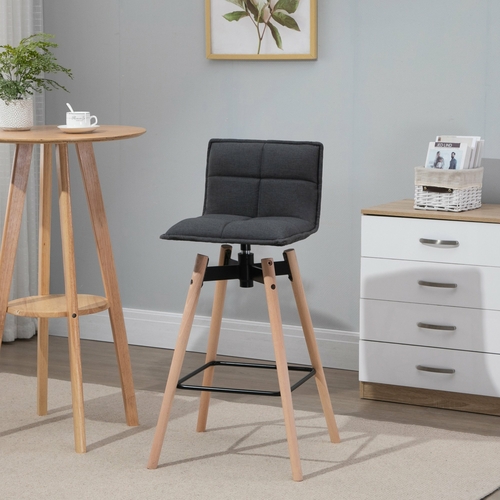 HOMCOM Modern Linen Fabric Upholstered Barstool Padded Chairs with