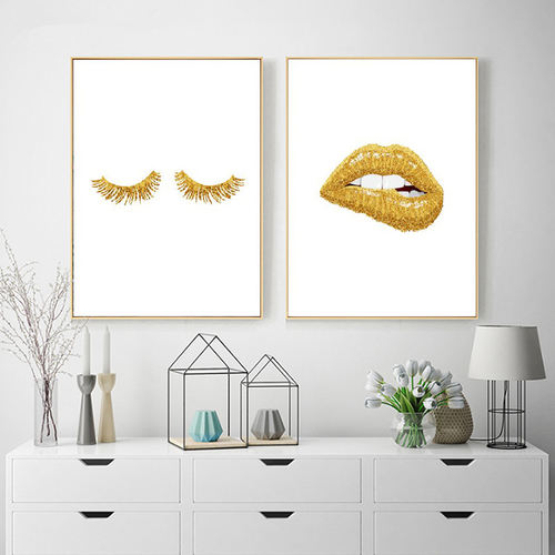 Gold Lip Art Poster Print Sexy