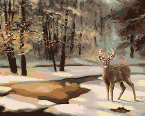 Zuty - Paint by Numbers - DEER AND A FROZEN STREAM (D. RUSTY RUST),
