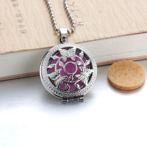 Butterflies Aroma Diffuser Necklace Open Lockets