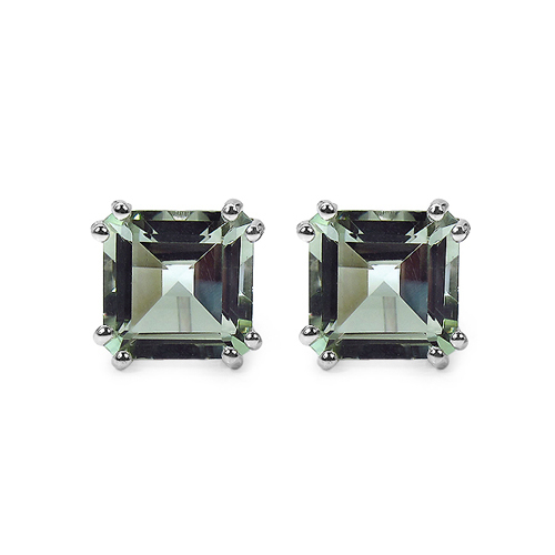 9.00 Carat Genuine Green Amethyst Sterling Silver Earrings