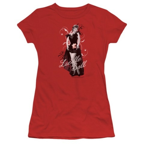 Lucille Ball-Signature Look Short Sleeve Junior Sheer Tee, Red - 2