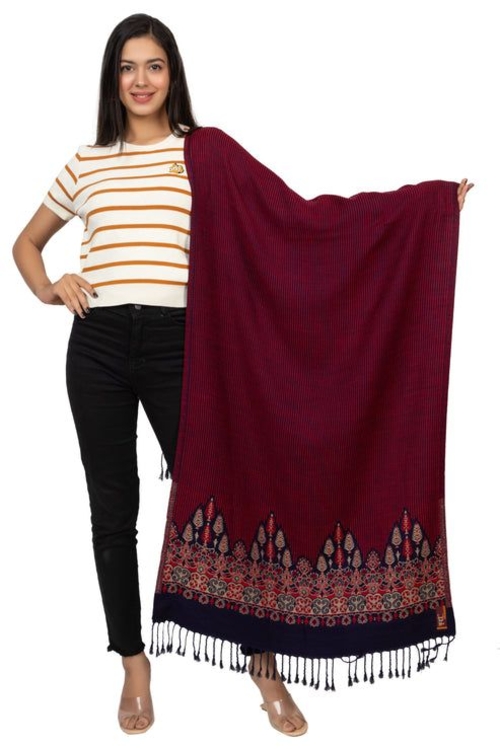 Acrylic & Viscose Stole for Women With Designing Border