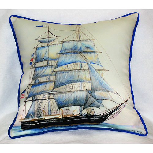 Betsy Drake HJ555 Whaling Ship Art Only Pillow 18"x18"