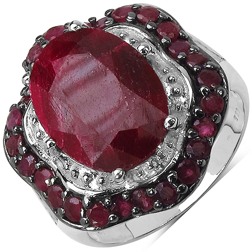 8.67 Carat Dyed Ruby & Ruby .925 Sterling Silver Ring