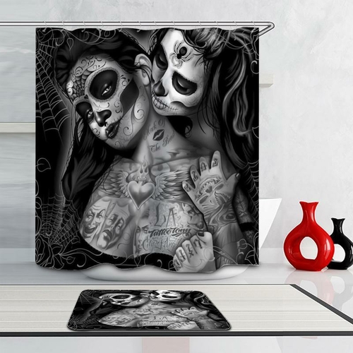 Skull Face Ladies Shower Curtain