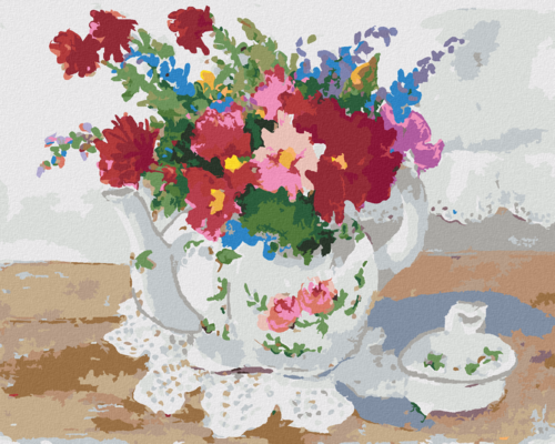 Zuty - Paint by Numbers â€“ FLOWERS IN A TEAPOT (JUDY BUSWELL), 40x50