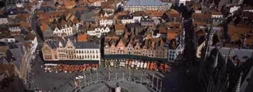 Aerial view of Marktplatz from the Belfry of Bruges  Bruges  Flanders 