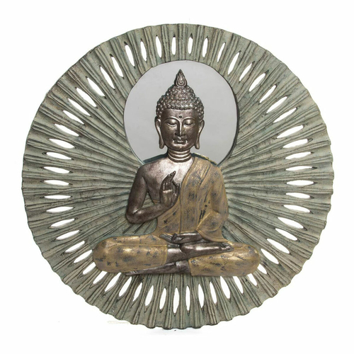Wall Decoration DKD Home Decor Mirror Beige Buddha Resin Light Copper