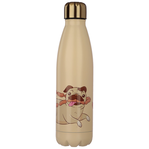 Mopps Pug Stainless Steel Insulated Drinks Bottle