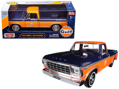 1979 Ford F-150 Custom Pickup Truck \Gulf\" Dark Blue and Orange 1/24