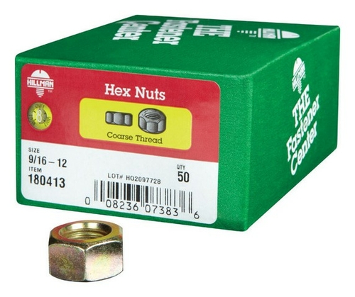 Hillman 180413 0.56 in. 12 Hex Nut Grade 8 in Zinc Plated Steel  50 pe