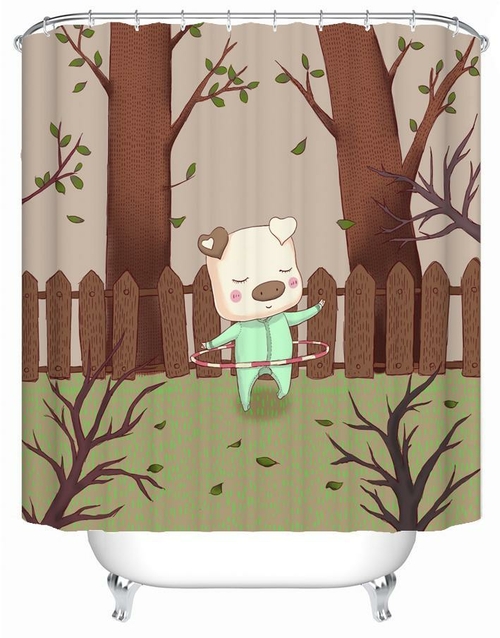 Hula Hoop Piggy Shower Curtain