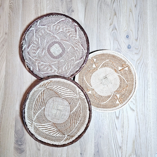 Set of 3 Handmade African Wall Baskets | Zimbabwe Baskets | Boho Wall