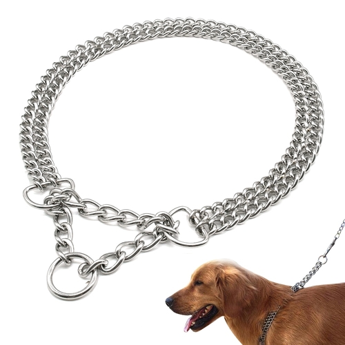 Metal Stainless Steel Chain Dog Collar Double Row
