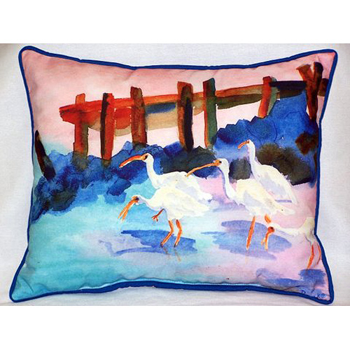 Betsy Drake HJ173 White Ibises Large Indoor & Outdoor Pillow 16 x 20
