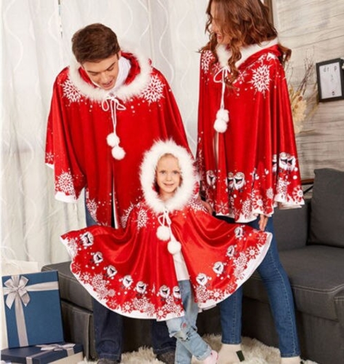 2018 Family Matching Christmas Velvet Cloak Cape