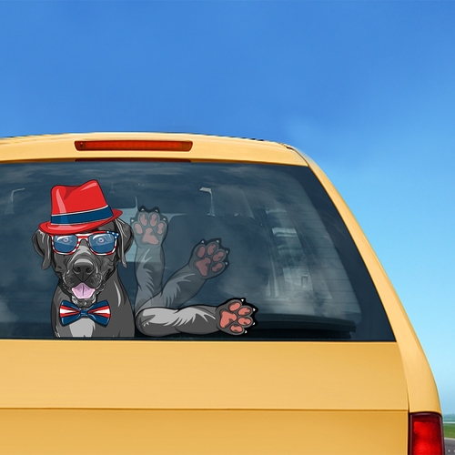 Dog in a Red Hat Waving Wiper Decals PVC Car