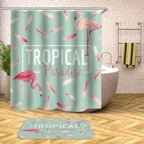 Tropical Paradise Flamingo Shower Curtain