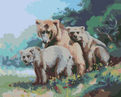 Zuty - Paint by Numbers - BEAR FAMILY (D. RUSTY RUST), 40x50 cm