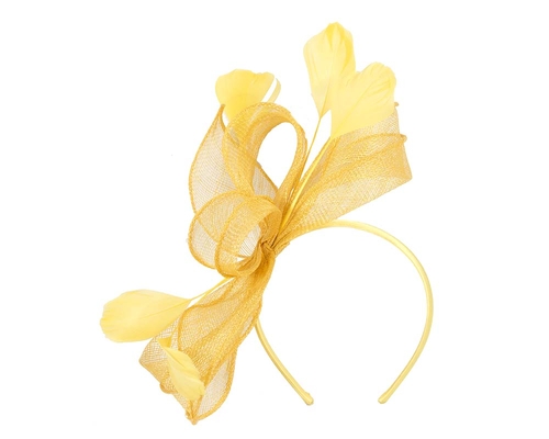 Yellow sinamay racing fascinator