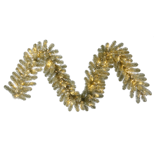 Vickerman G182314LED 9 ft. x 14 in. Champagne Garland with 8F 3 mm 220